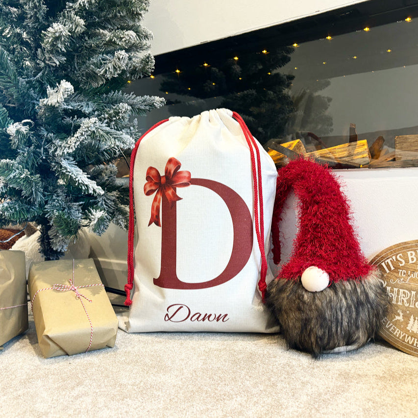 Initial Bow Santa Sack
