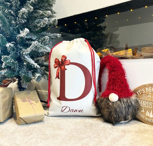 SANTA SACK INITIAL WITH BOW