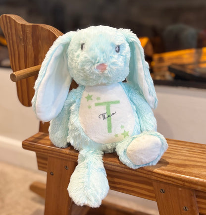 Blue Floppy Rabbit Plush with Initial & Name