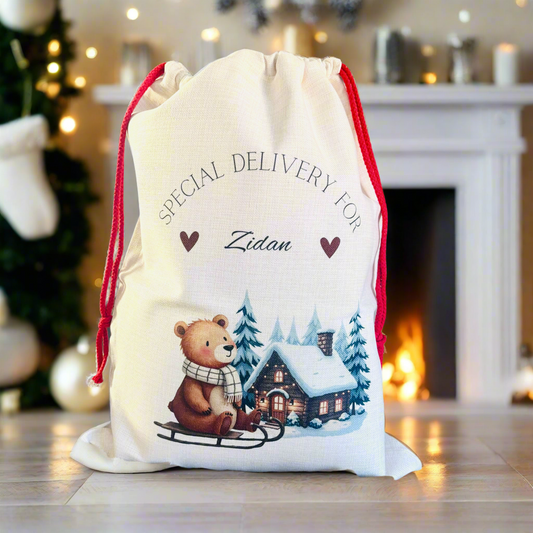 Sledding Bear Santa Sack