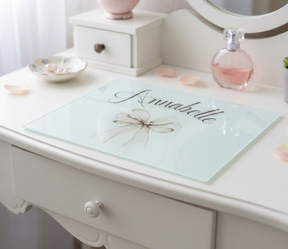 Rectangle Smooth Makeup Glass Board - Cream Bow