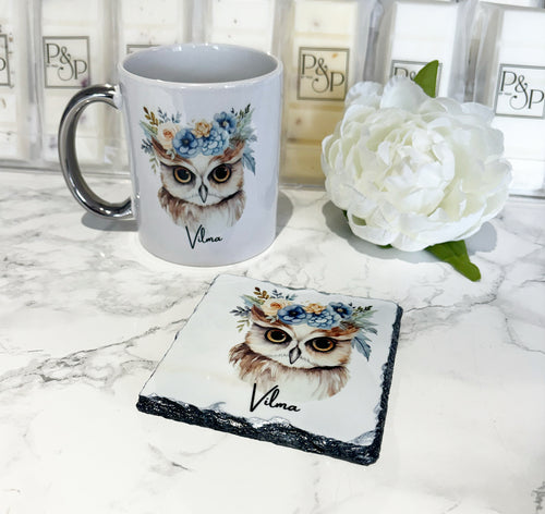 Owl Mug and Coaster Set