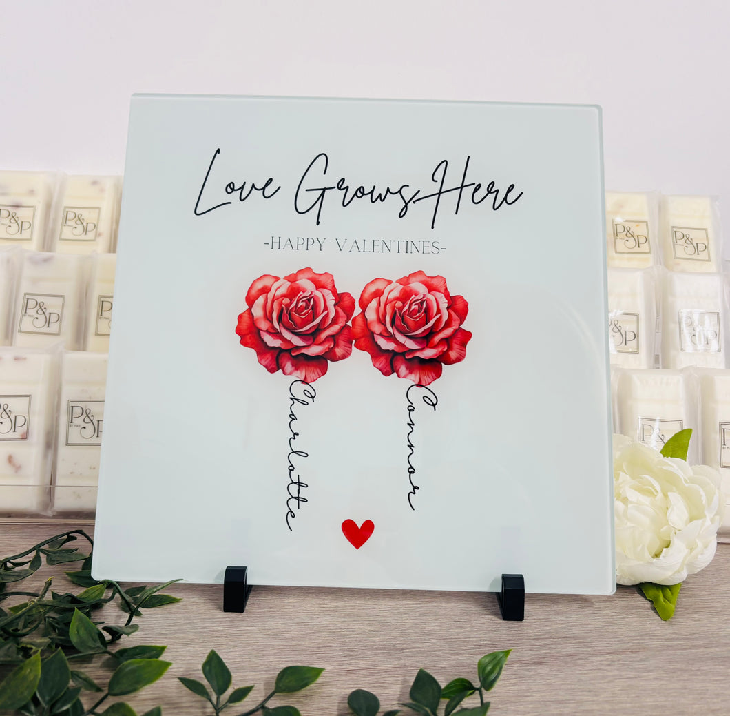 Love Grows Here Valentines Special 30cm Chopping Board / Splashback