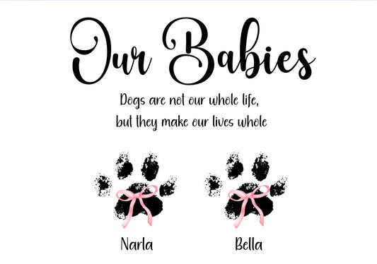 Our Babies Design - 40cm Cushion and Insert and 30cm Choppingboard/ Splashback and latte mug