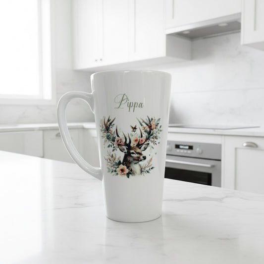 Floral Stag Latte Ceramic Mug 17oz inc Box