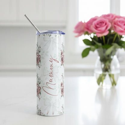 Vintage Rose and bows Named Tumbler