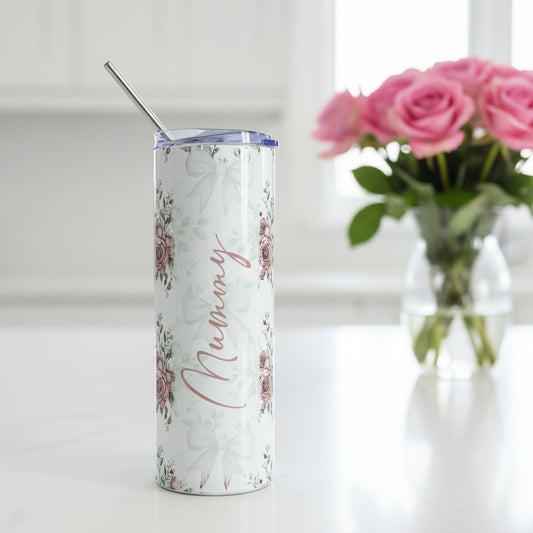 Vintage Rose and bows Named Tumbler
