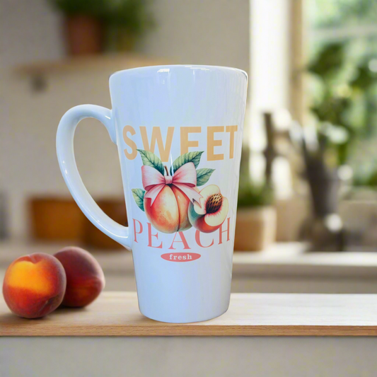Summer Sweet Peach Fruit 17oz Latte Mug