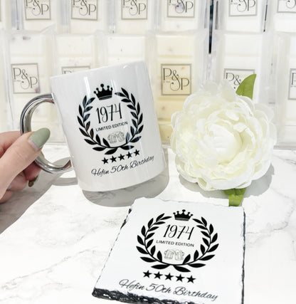 Year of Birth Mug and Coaster Set
