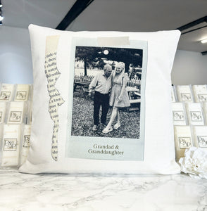 Newspaper Polaroid Photo Cushion 40cm