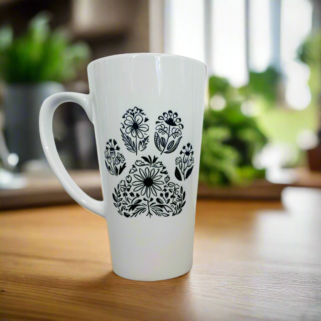 Floral Paw Print 17oz Latte Mug
