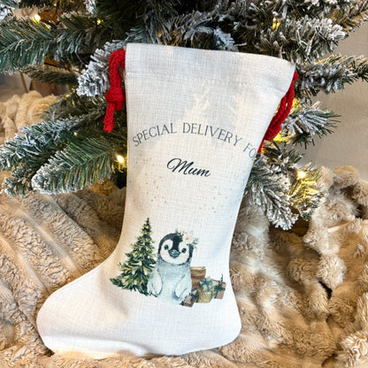 Santa Sack Penguin Floral Headpiece