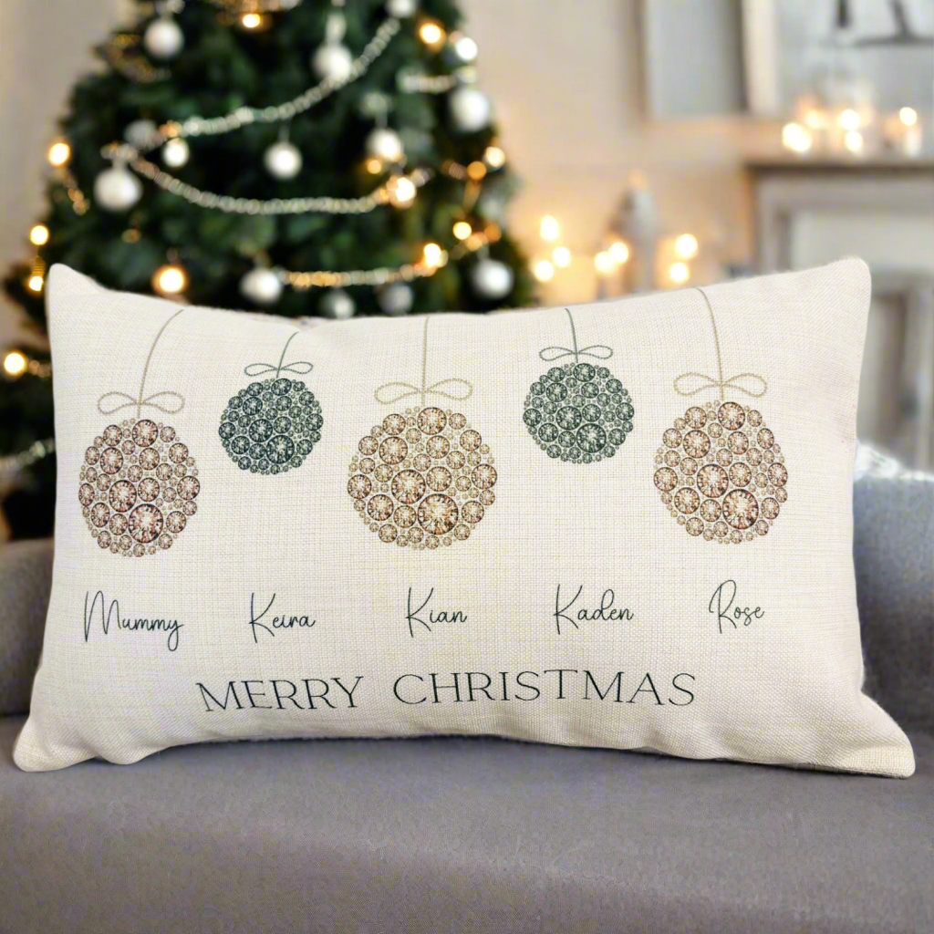 Rose Gold & Black Bauble family Christmas - Filled Cushion