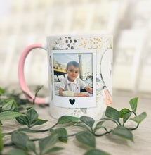 2 Photo Mug with Love heart to add text - Pink Mug