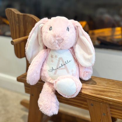 Pink Floppy Rabbit Plush with Initial & Name