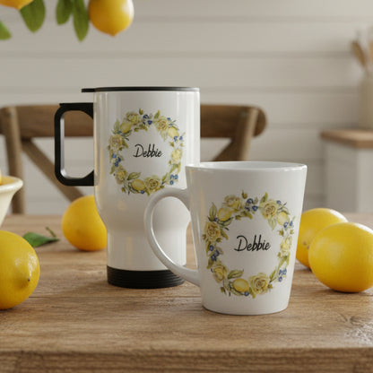 Lemon Travel Mug 14oz and Mini Latte Bundle