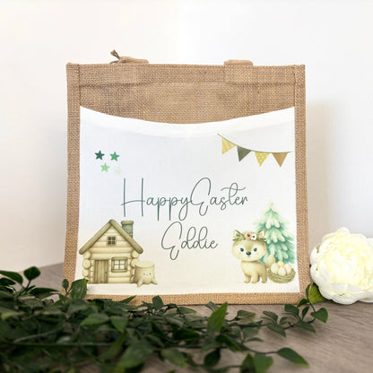 Happy Easter Woodland Animal Design Tote Bag