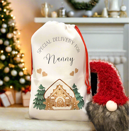 Santa Sack Gingerbread House with Gingerbread men