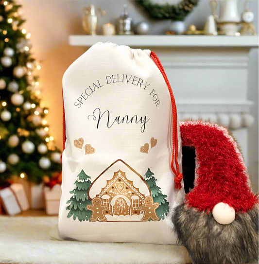 Santa Sack Gingerbread House with Gingerbread men