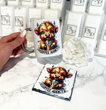 Coffee Addict Highland Cow Mug and Coaster Bundle