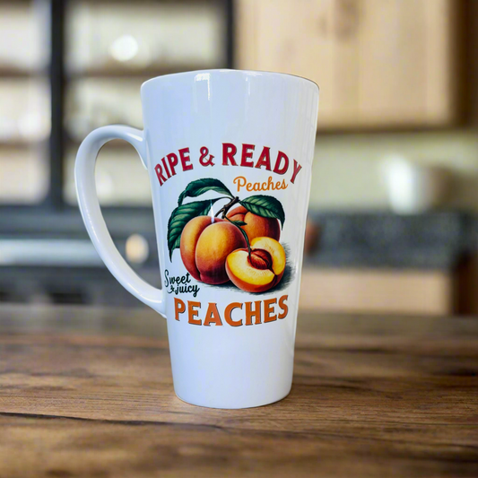 Ripe and Ready Peaches Fruit 17oz Latte Mug