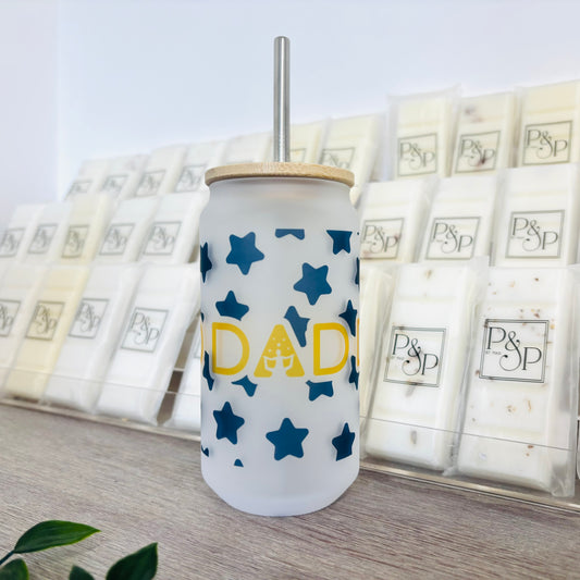Dad Frosted Glass Can 18oz Tumbler