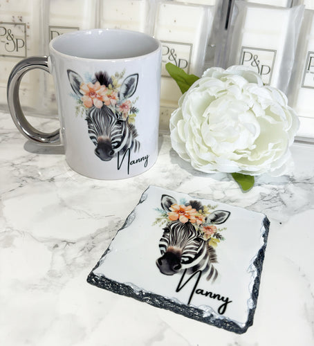 Zebra Mug and Coaster Set