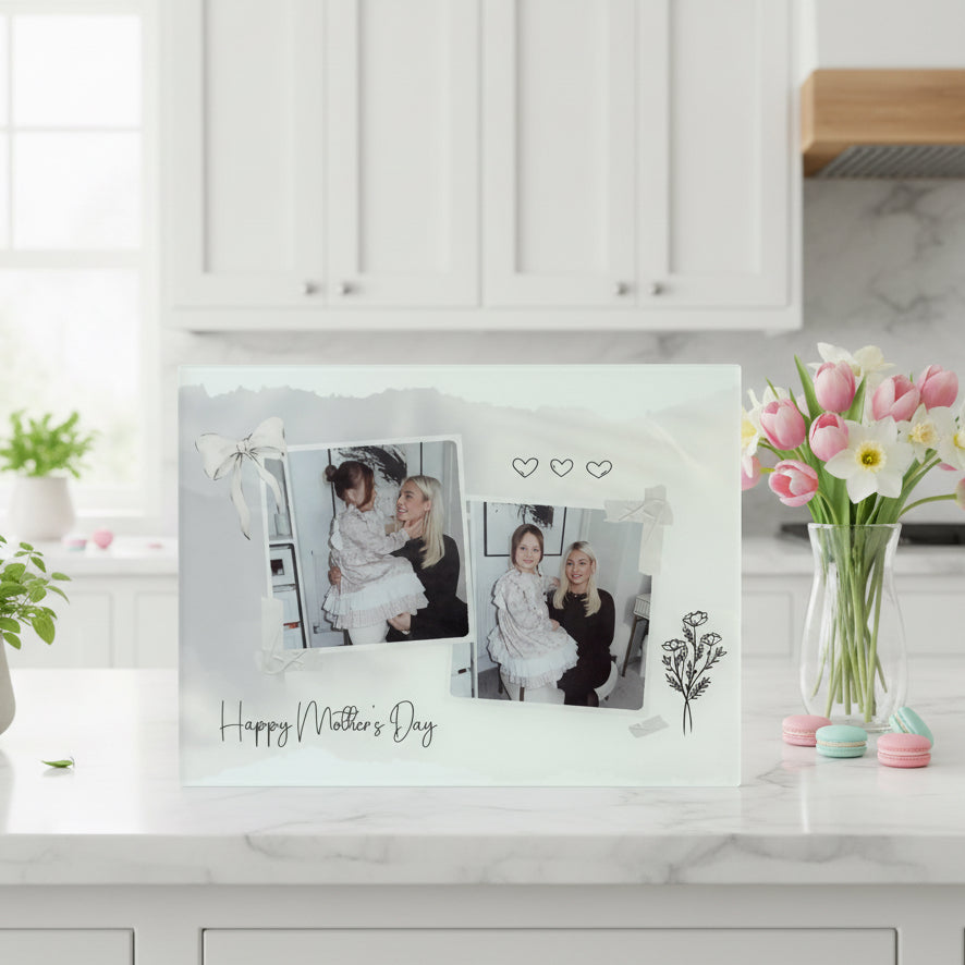 2 Photo Chopping Board Grey/ Black Design