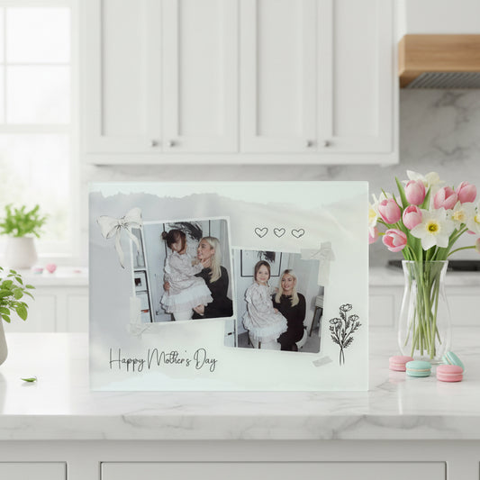 2 Photo Chopping Board Grey/ Black Design