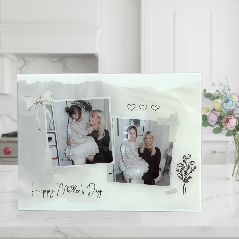 2 Photo Chopping Board Grey/ Black Design