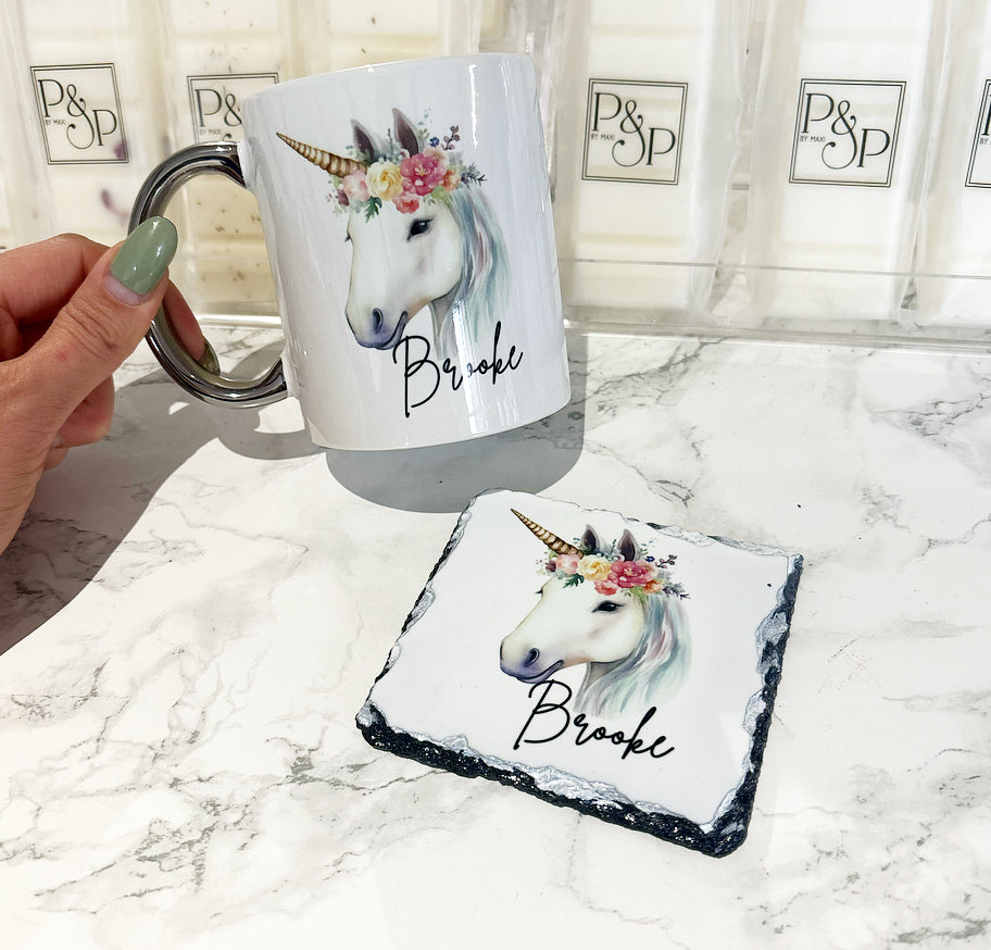 Unicorn Mug and Coaster Set