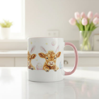 Highland Cow Pink Handle Mug