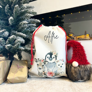 SANTA SACK TRIO OF ANIMALS