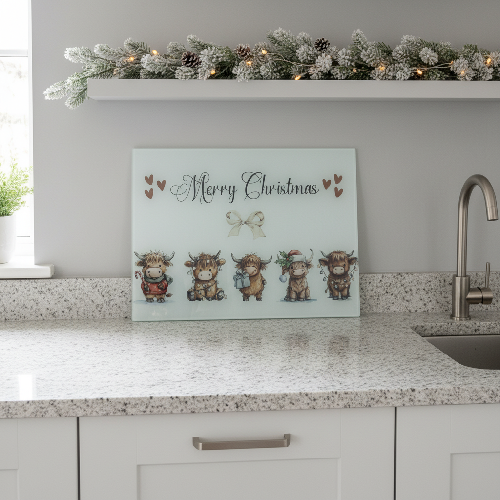 Highland Cows Cartoon - A3 Splashback / Choppingboard