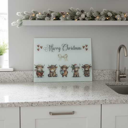 Highland Cows Cartoon - A3 Splashback / Choppingboard