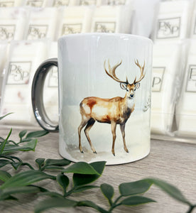 Stag Christmas Scene Wrap Mug