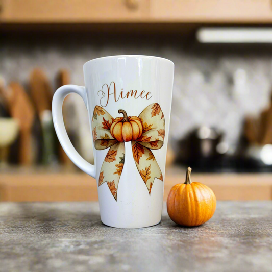 Pumpkin Bow Latte 17oz Latte Mug