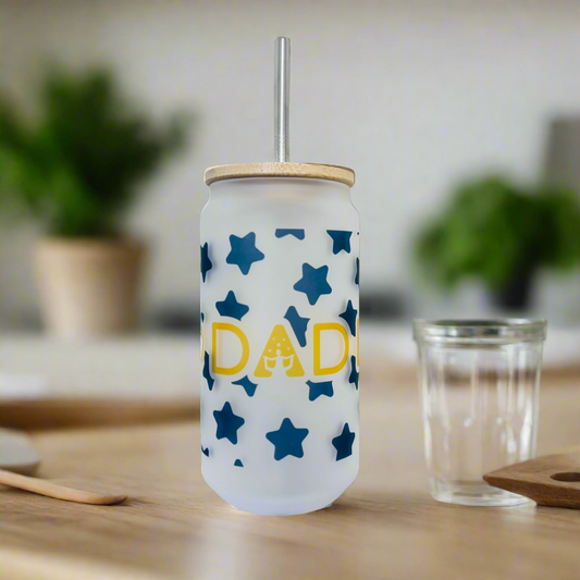 Dad Frosted Glass Can 18oz Tumbler