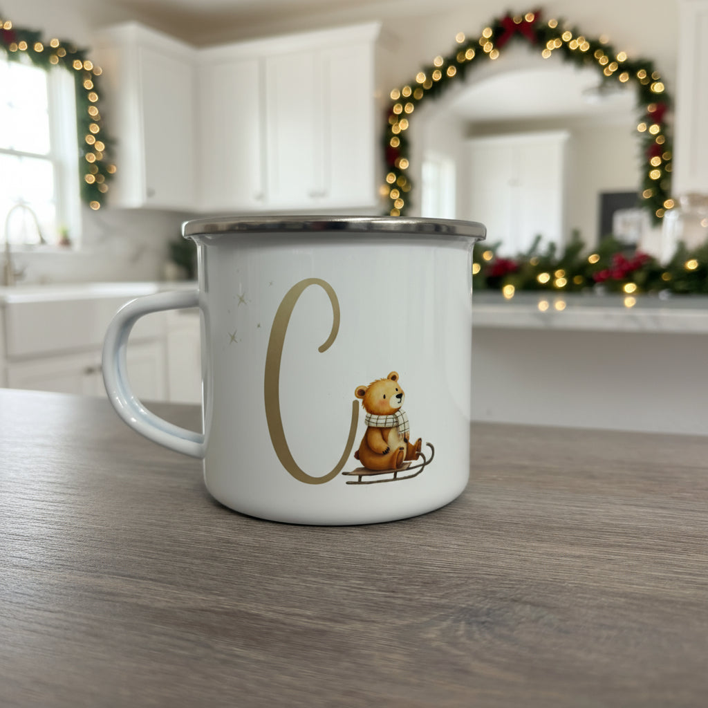 Metal Enamel Mug - Initial Bear