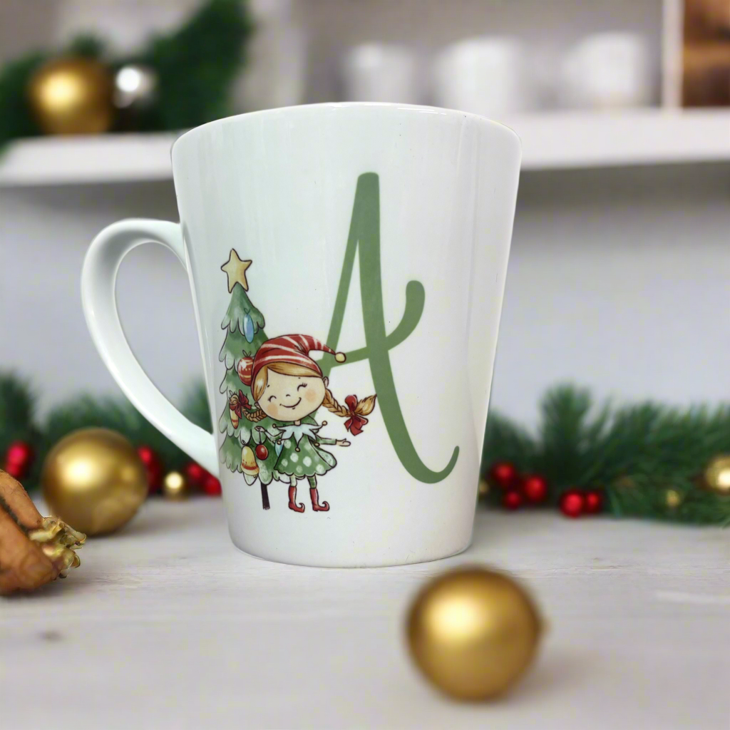 Girl Elf Initial Mini Initial Latte Mug