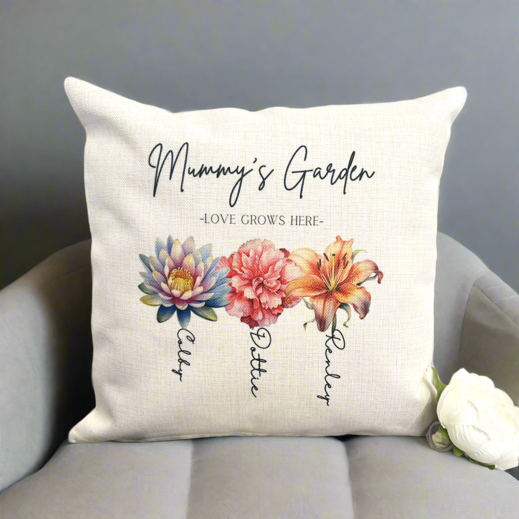 Love Grows Here - 40cm Filled Cushion (Don’t forget to leave us the name for who’s Garden this is)