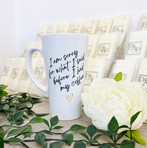 New Latte “Sorry for what i said” Ceramic Mug 17oz inc box