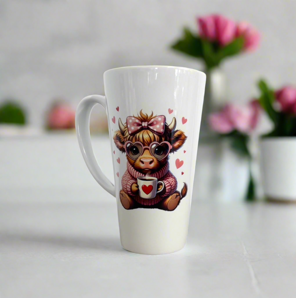 Highland Cow Valentines Latte Mug