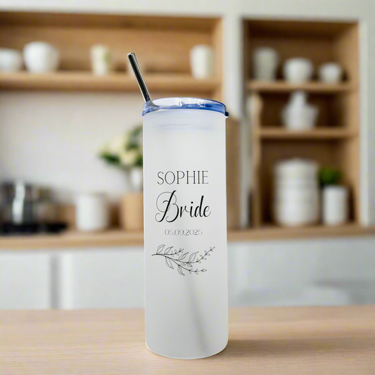 Frosted Glass Bride/ Bridesmaid Floral Tumbler