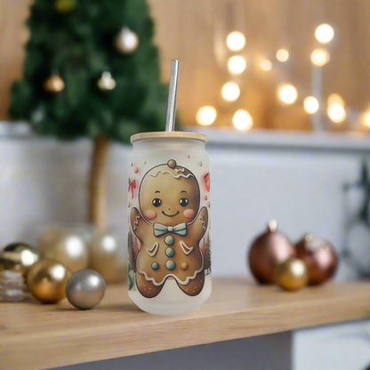 Gingerbread Glass Can 18oz Tumbler