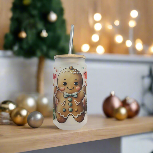 Gingerbread Glass Can 18oz Tumbler