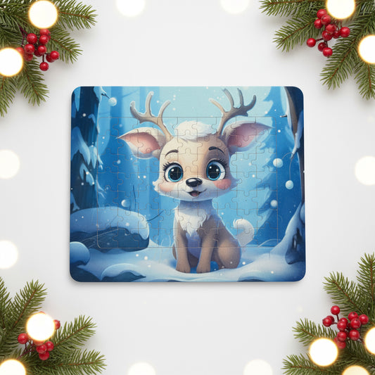 Blue Reindeer Frame Jigsaw