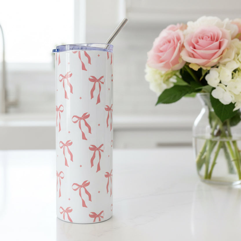 Pink Delicate Bow Named Tumbler