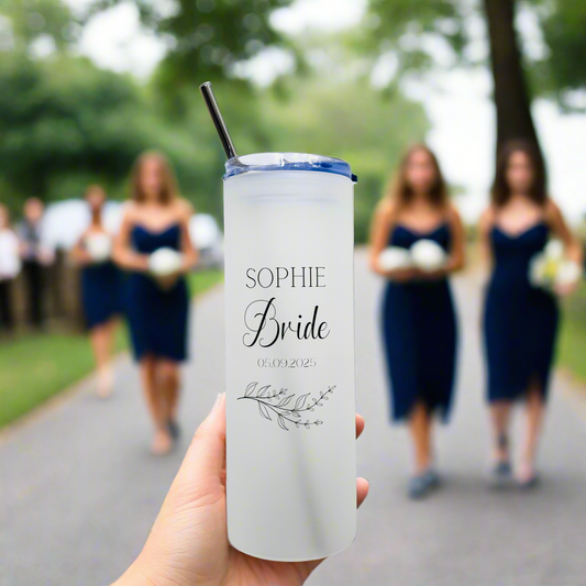 Frosted Glass Bride/ Bridesmaid Floral Tumbler