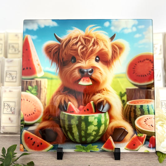 Watermelon Highland Cow 30cm Chopping Board